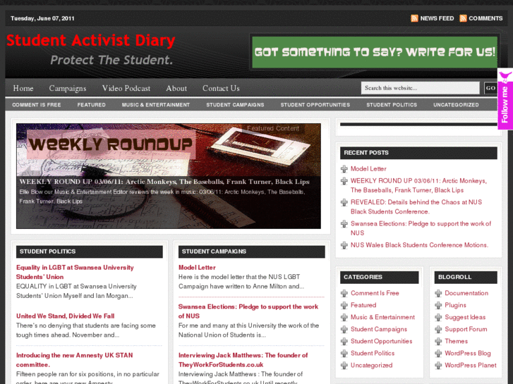 www.studentactivistdiary.co.uk