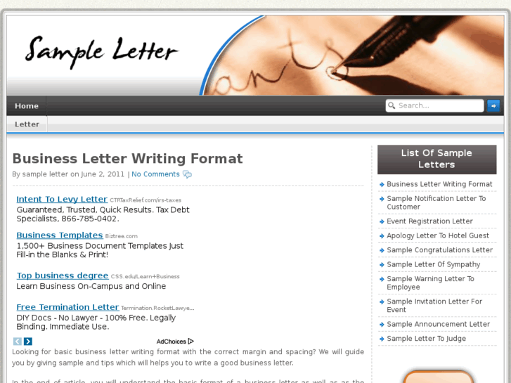 www.asampleletter.com