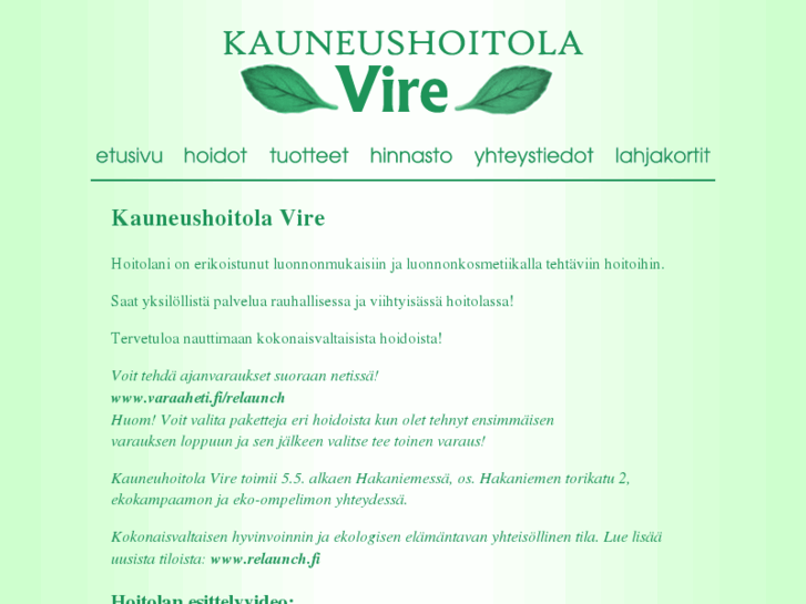 www.kauneushoitolavire.com