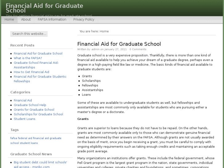 www.financialaidforgraduateschool.net