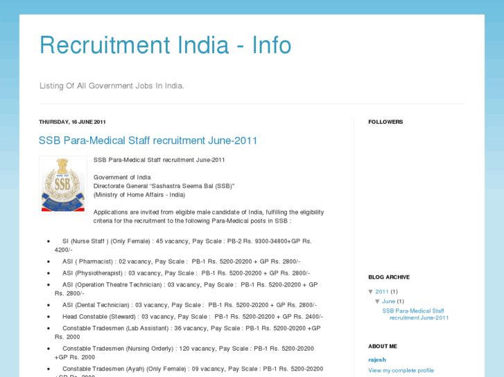 www.recruitmentindia.info