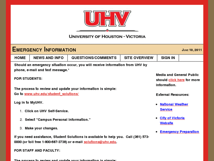 www.uhvemergency.info