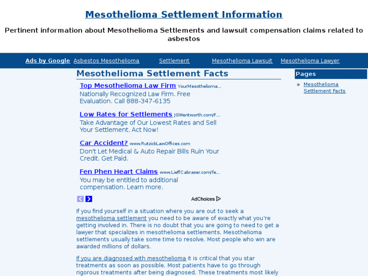 www.mesotheliomasettlementinfo.org