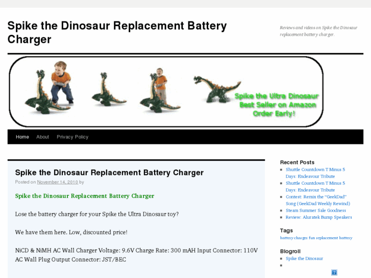 www.spike-the-dinosaur-replacement-battery-charger.com