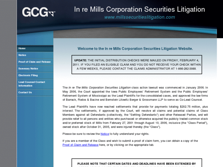 www.millssecuritieslitigation.com