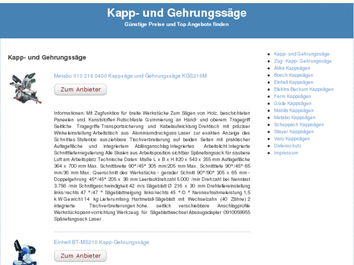 www.kappsaege-gehrungssaege.de