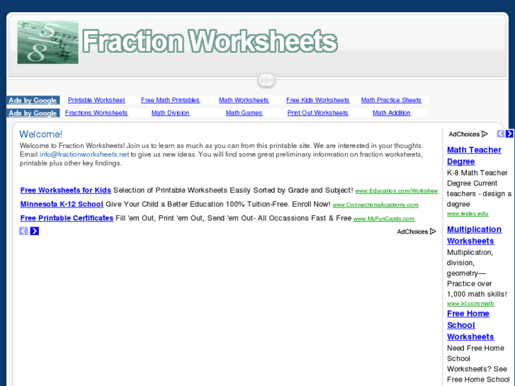 www.fractionworksheets.net