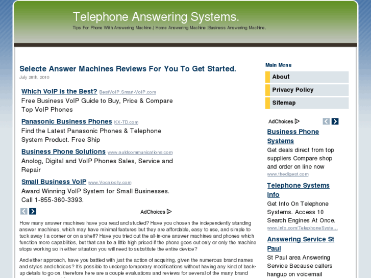 www.telephoneansweringsystems.net
