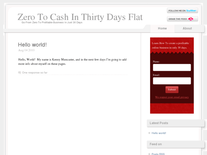 www.zerotocashinthirtydaysflat.com