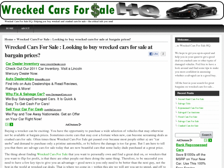 www.wreckedcarsforsalehq.com