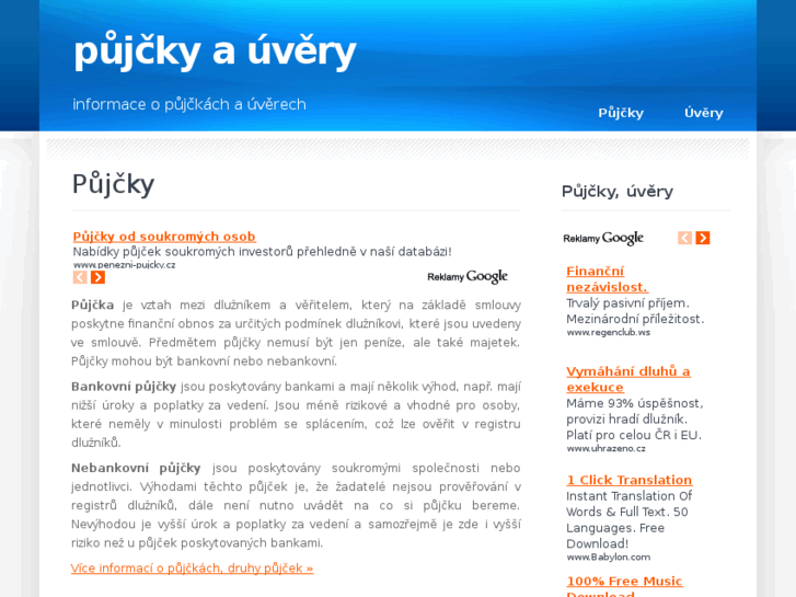 www.pujcky-uvery.biz