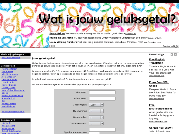 www.gelukscijfer.nl