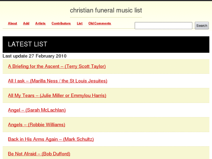 www.funeralmusiclist.com