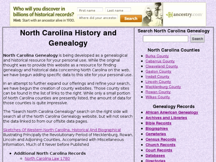 www.northcarolinagenealogy.org