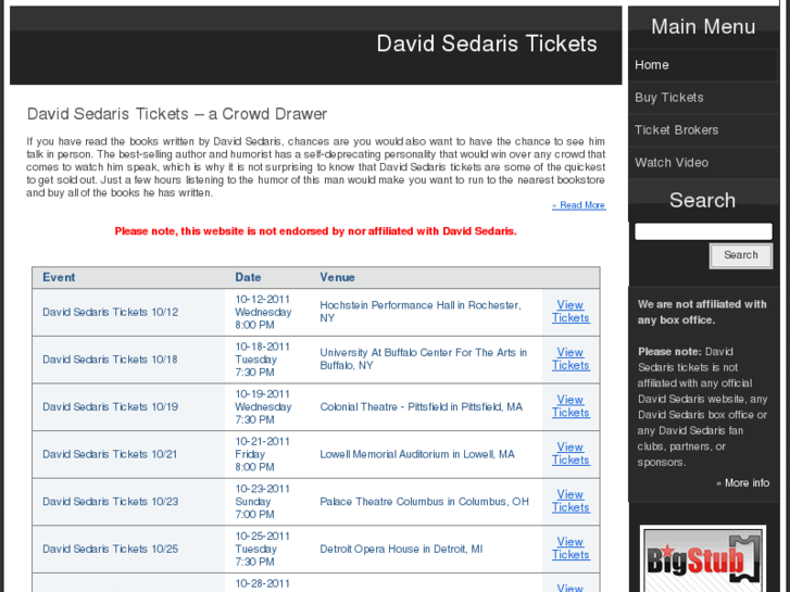 www.davidsedaristickets.net