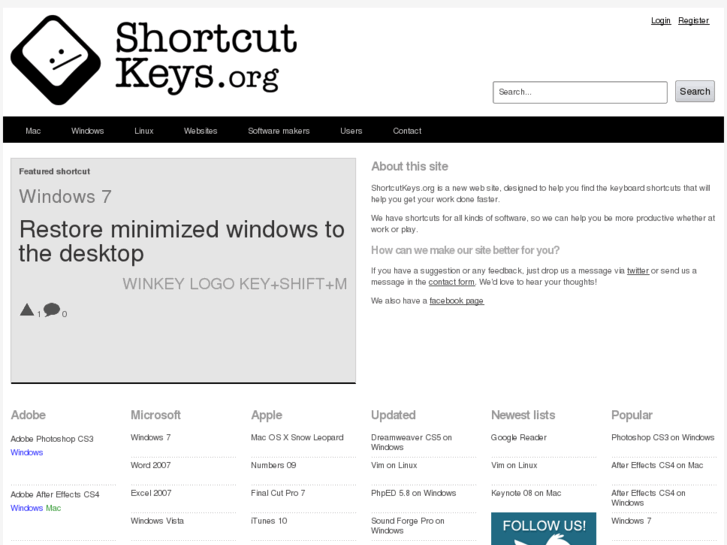 www.shortcutkeys.org