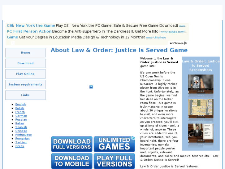 www.laworderjusticeisservedonlinegame.com