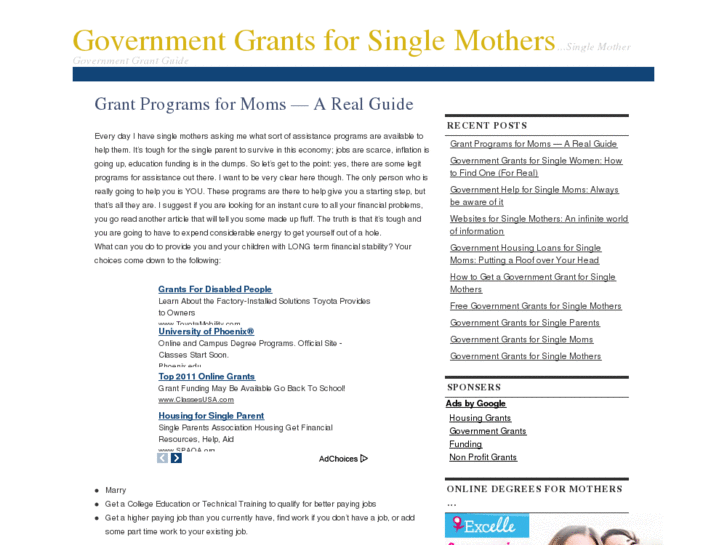 www.governmentgrantforsinglemothers.com