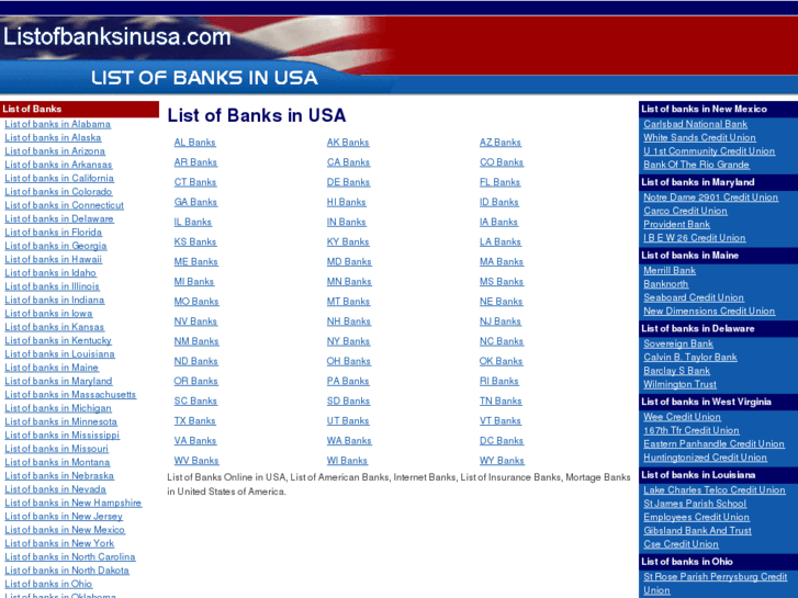 www.listofbanksinusa.com