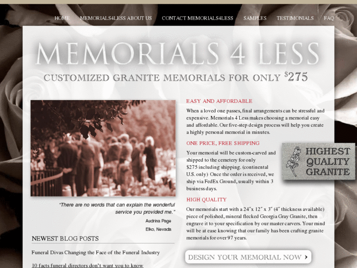 www.memorials4less.com