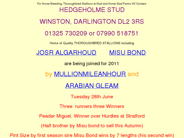 www.hedgeholmestud.co.uk