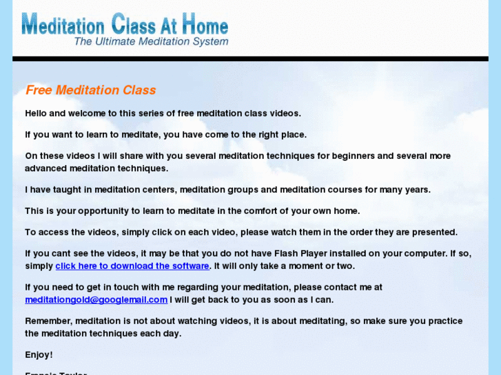 www.meditationclassathome.com