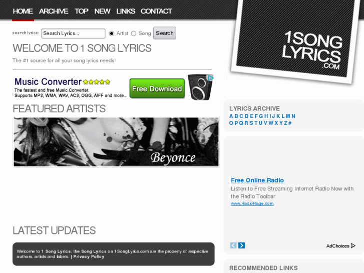 www.1songlyrics.com