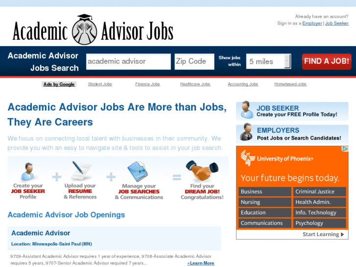 www.academicadvisorjobs.net