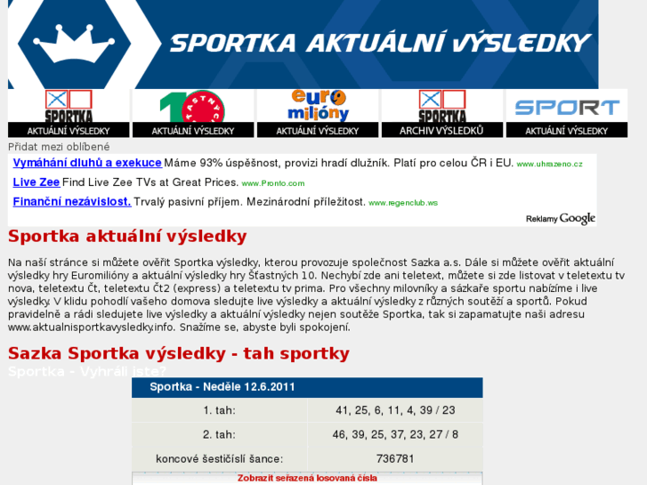 www.aktualnisportkavysledky.info