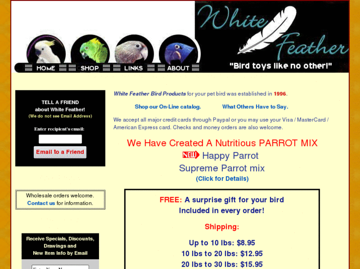 www.whitefeatherbirdproducts.com