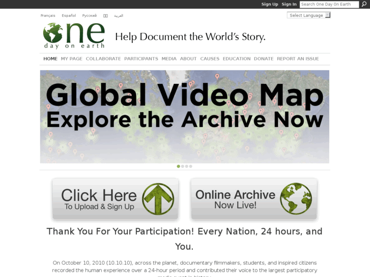 www.onedayonearth.org