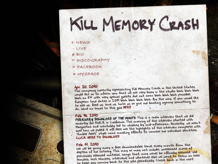 www.killmemorycrash.com
