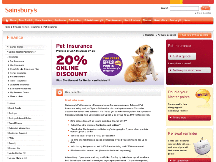 www.petinsurancefromsainsburys.com