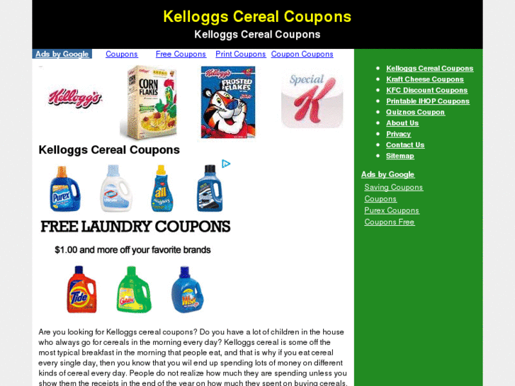 www.kelloggscerealcoupons.net