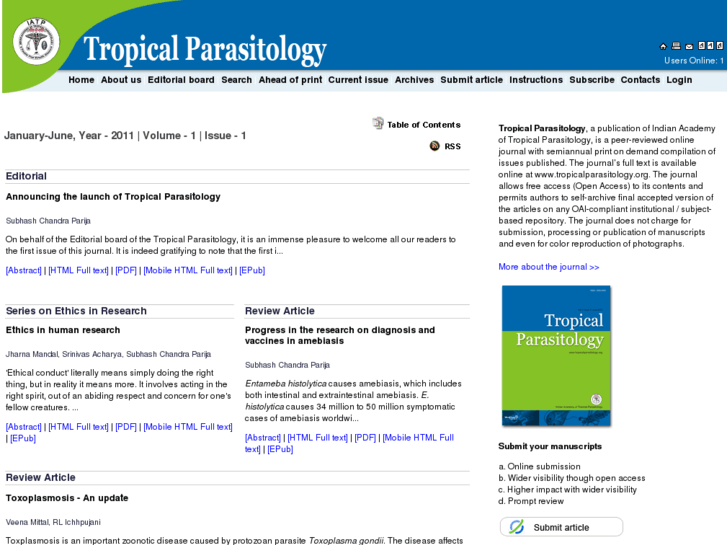 www.tropicalparasitology.org