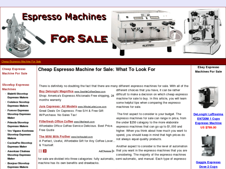 www.espressomachineforsale.com