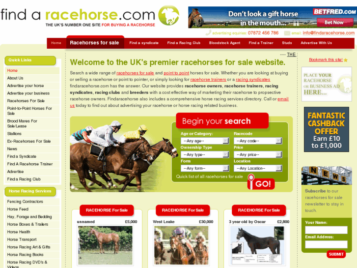 www.findaracehorse.com