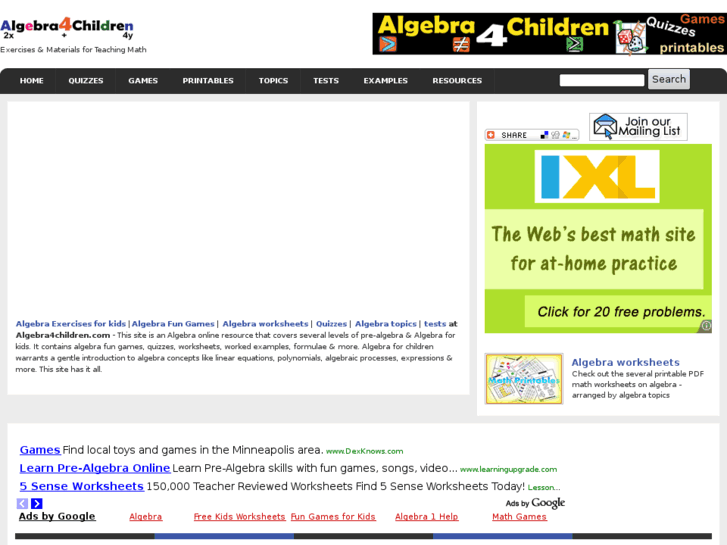 www.algebra4children.com