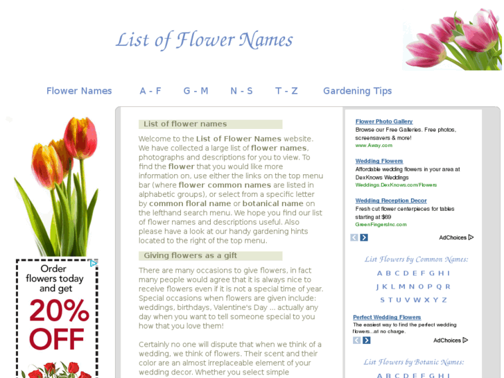 www.list-of-flower-names.com