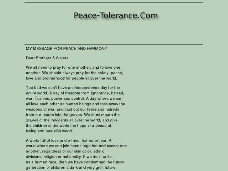 www.peace-tolerance.com