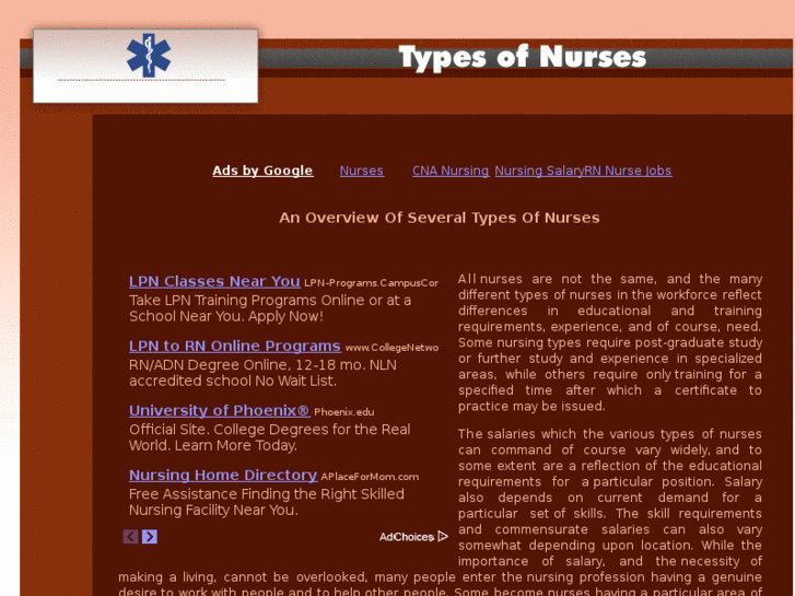 www.typesofnurses.org