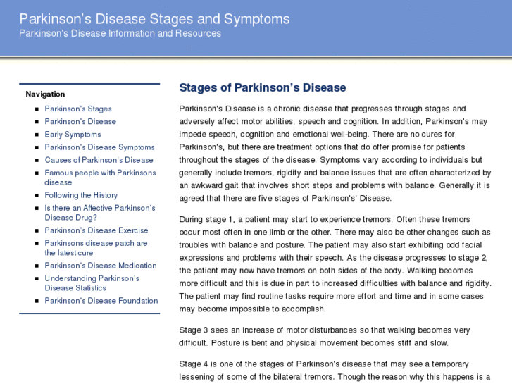 www.stagesofparkinsonsdisease.com