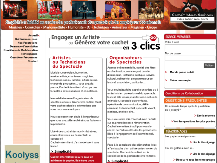 Cachet intermittent Services aux intermittents du spectacle