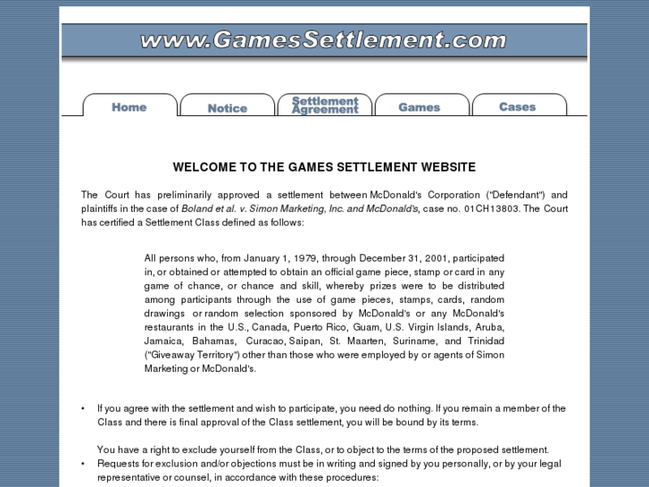 www.gamessettlement.com