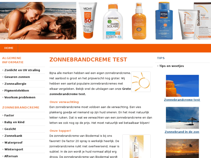 www.zonnebrandcremetest.nl