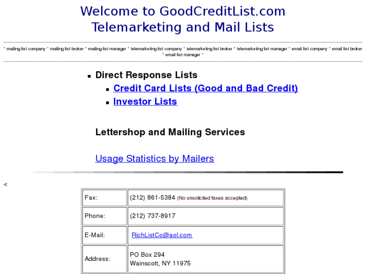 www.goodcreditlist.com