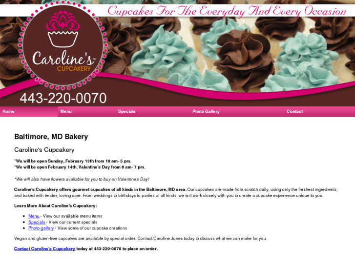 www.carolinescupcakerybaltimore.com