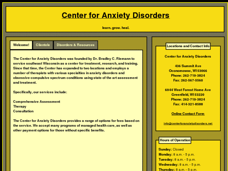 www.centerforanxietydisorders.net