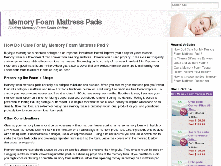 www.buymemoryfoammattresspads.com