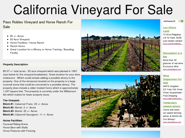 www.californiavineyardforsale.com